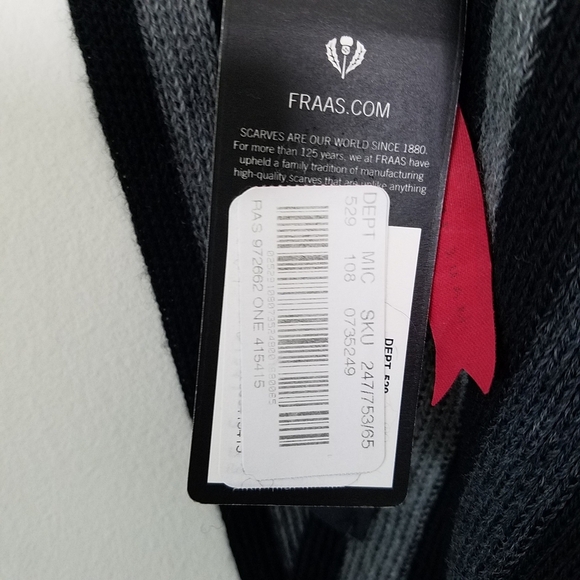 Fraas Wool Black Gray Stripe Knit Scarf - Picture 7 of 7